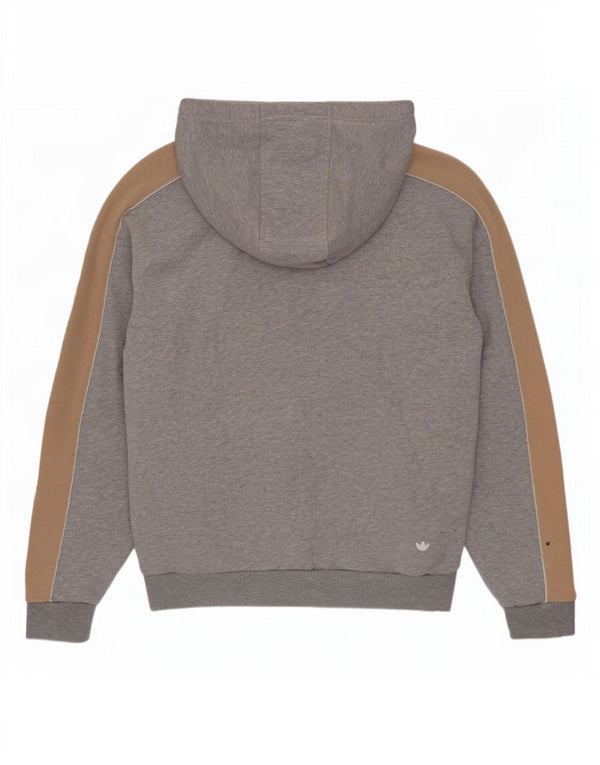 Adidas feminino gráfico zip pescoço moletom com capuz UK 14 Medium Grey Colourblock