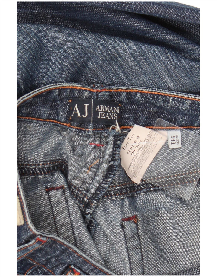 Calça jeans feminina Armani W31 L32 azul marinho algodão