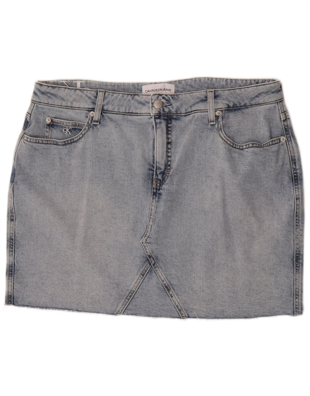 Mini saia jeans feminina Calvin Klein W36 L17 azul