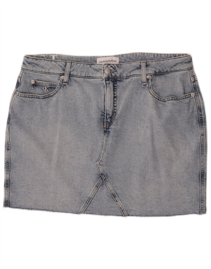 Mini saia jeans feminina Calvin Klein W36 L17 azul