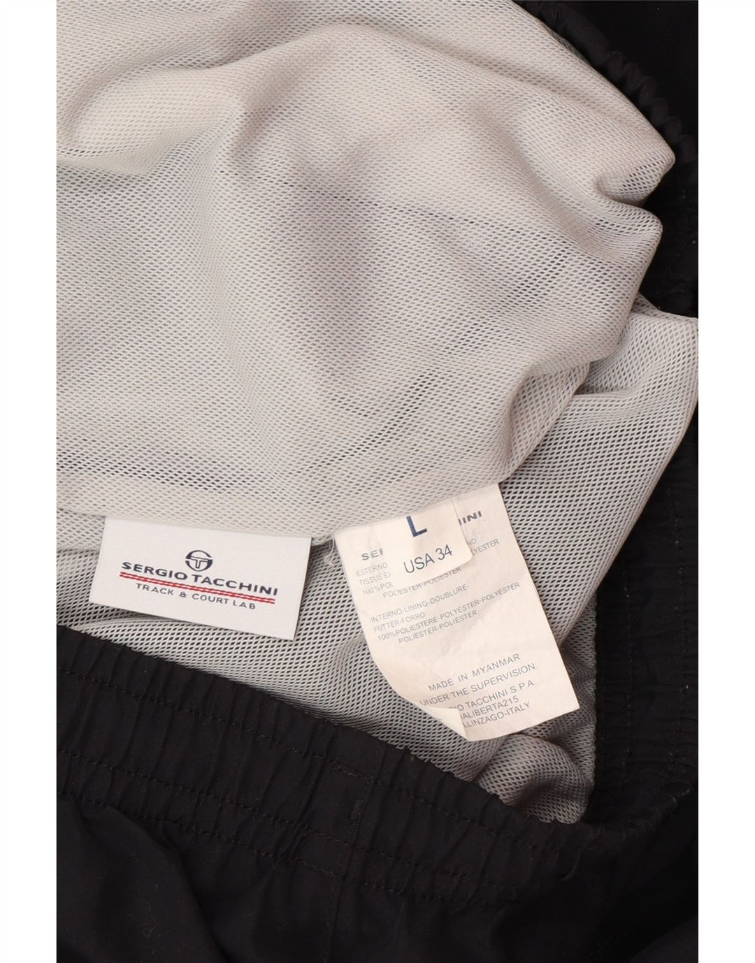 SERGIO TACCHINI Calça de treino masculina grande W34 L31 poliéster preto