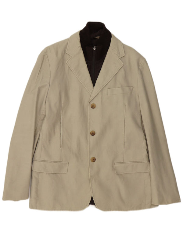 Jaqueta blazer masculina vintage acolchoada com 3 botões IT 52 XL algodão bege