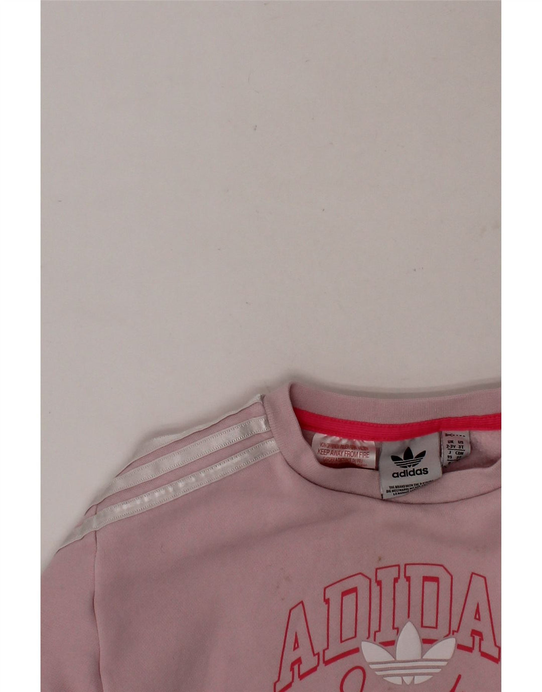 ADIDAS Girls Graphic Sweatshirt Jumper 2-3 Years Pink Cotton Vintage Adidas and Second-Hand Adidas from Messina Hembry 