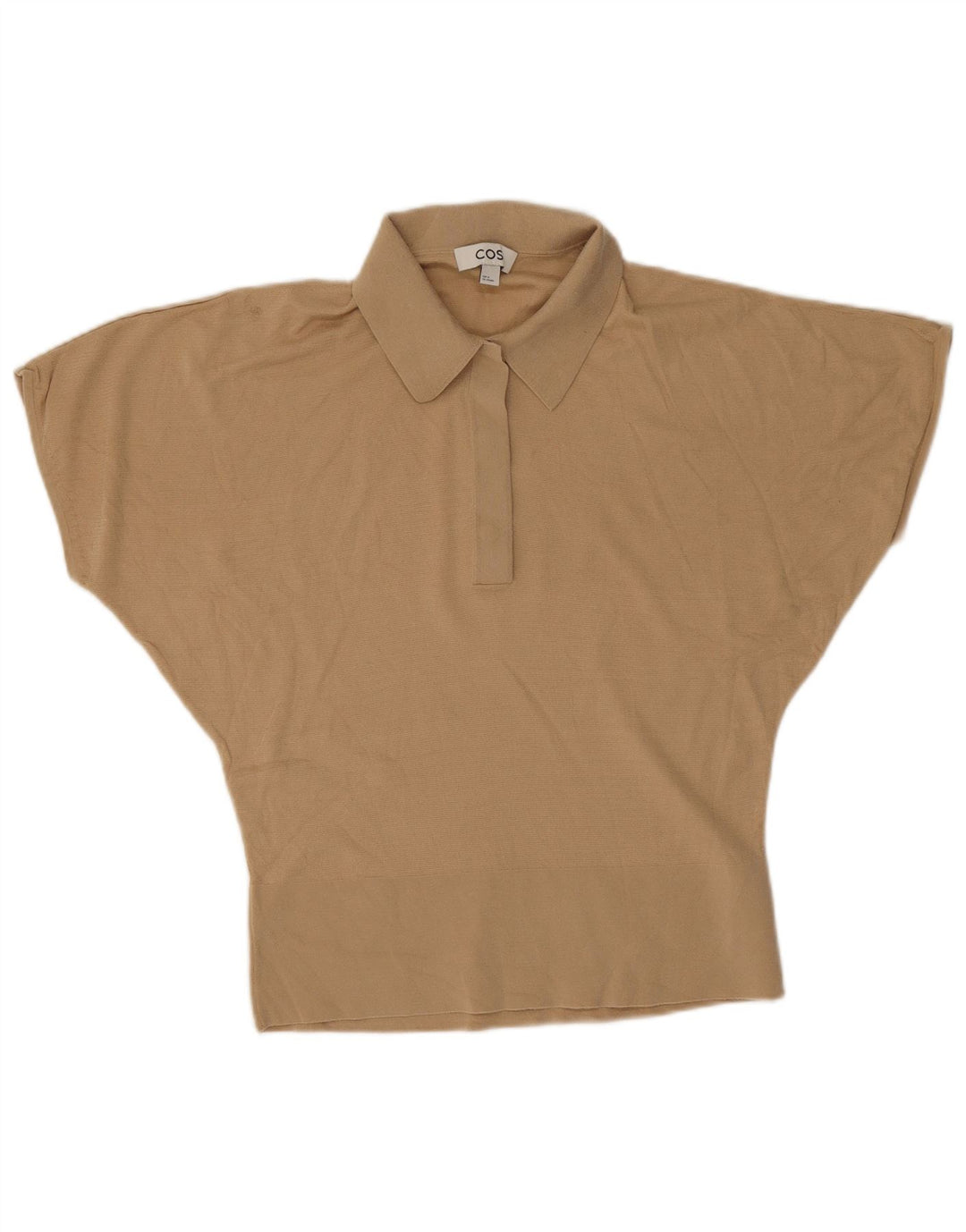 Camisa polo feminina Cos Batwing Reino Unido 14 bege médio