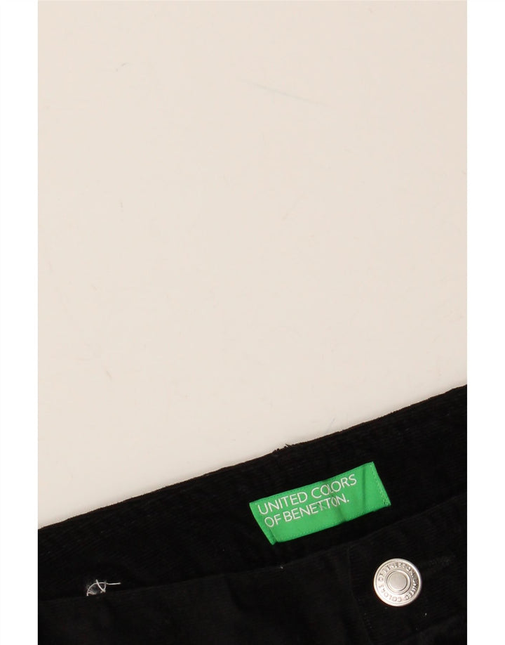 Calça feminina reta de veludo BENETTON W30 L27 preta clássica