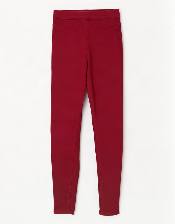 Calça jeans feminina Marks & Spencer UK 8 pequena W26 L30 algodão borgonha