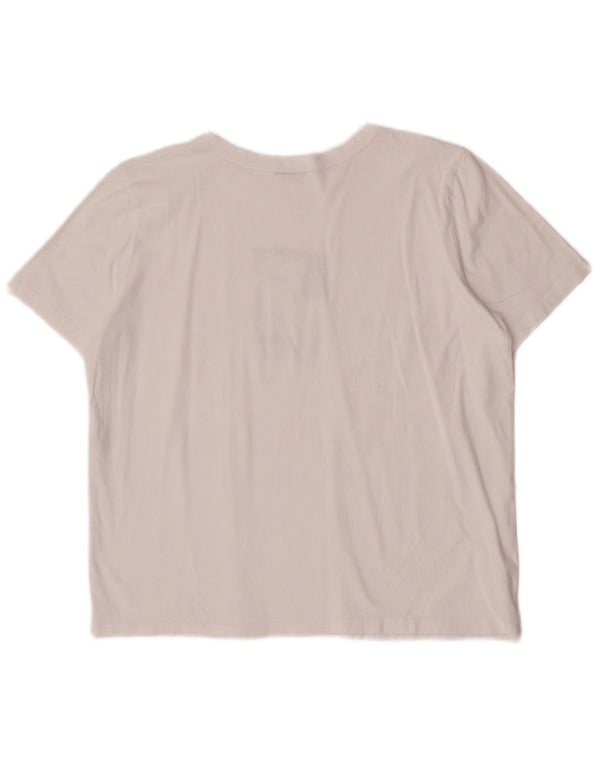 Zara Womens Graphic T-Shirt Top UK 14 Grande Algodão Branco