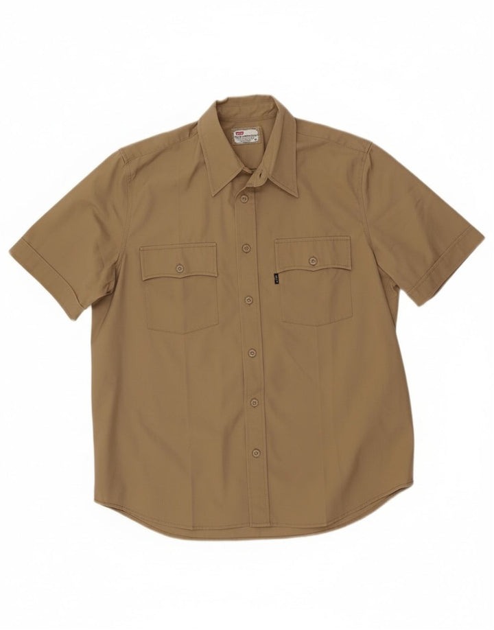 Camisa masculina de manga curta Levi's de algodão cáqui médio