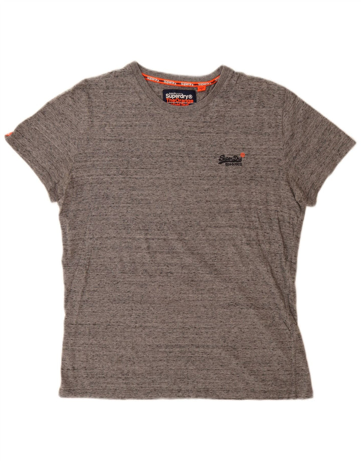 Camiseta masculina Superdry Top cinza médio algodão manchado