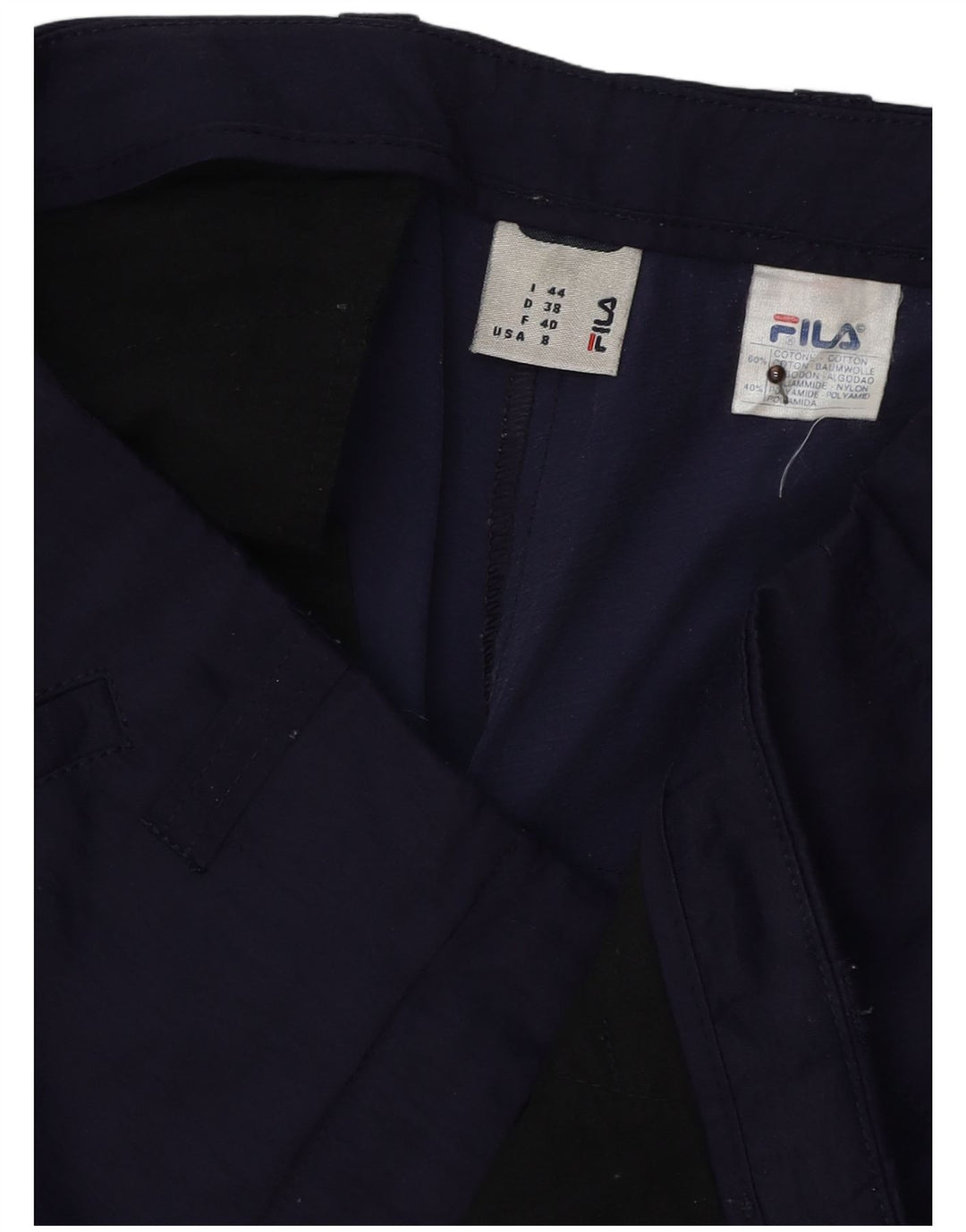 FILA Shorts Chino Feminino IT 44 Médio W30 Azul Marinho Algodão