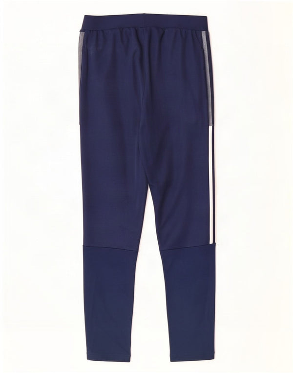 Calça de treino feminina Adidas UK 10 pequena azul marinho poliéster