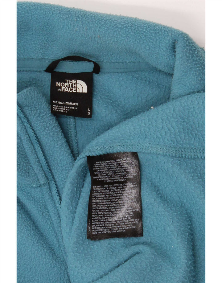 Suéter de lã masculino The North Face com zíper e gola grande azul poliéster