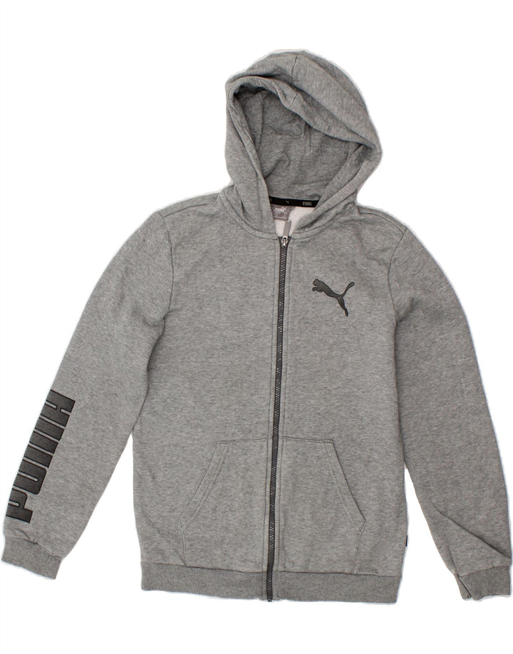 PUMA Boys Graphic Zip Hoodie Sweater 13-14 Years  Grey Cotton Vintage Puma and Second-Hand Puma from Messina Hembry 