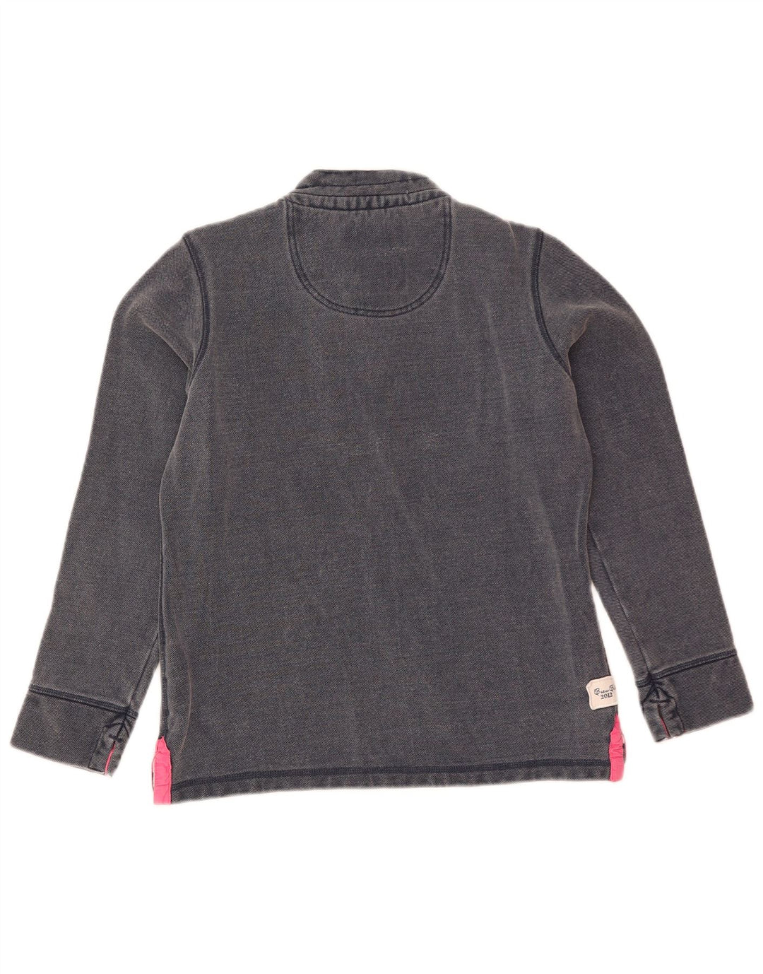 Suéter feminino Crew Clothing com gola redonda e botão Reino Unido 10 pequeno azul marinho