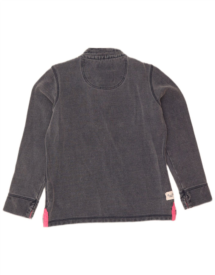 Suéter feminino Crew Clothing com gola redonda e botão Reino Unido 10 pequeno azul marinho
