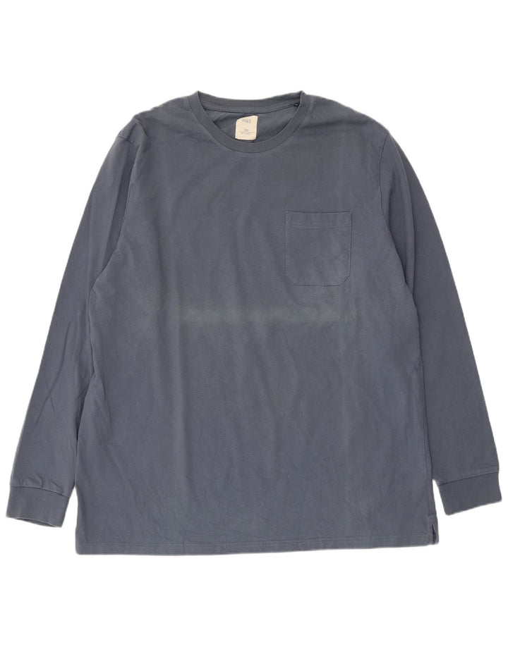 Top masculino Marks & Spencer manga comprida 2XL algodão azul