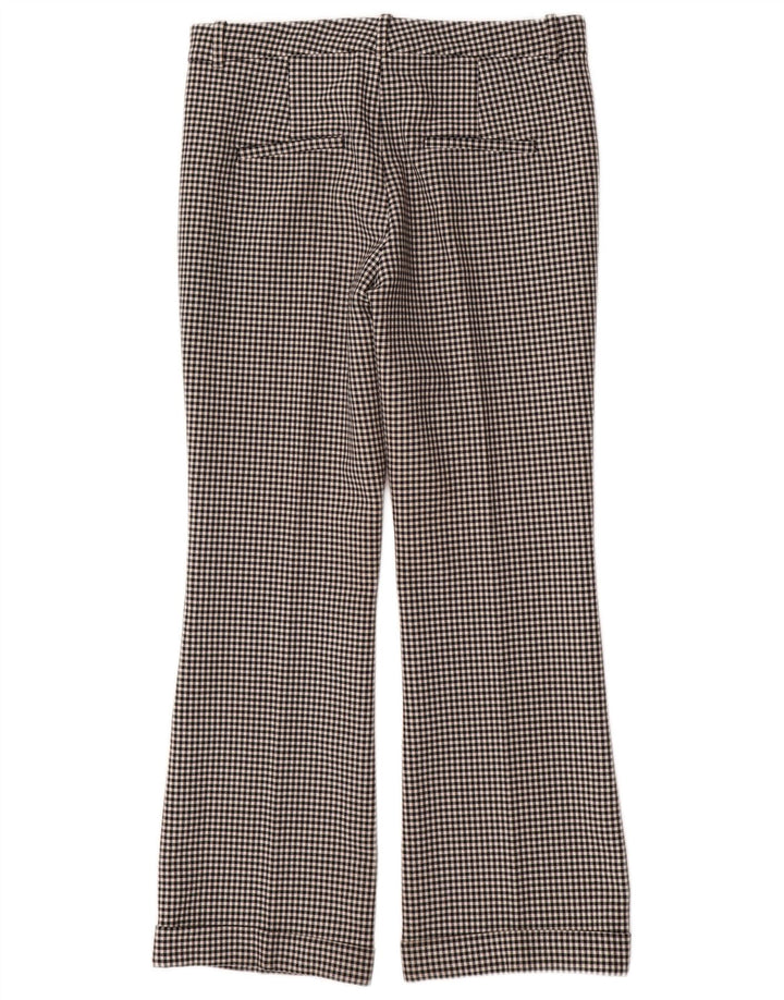 Calça feminina Zara Bootcut Chino médio W28 L29 poliéster preto guingão