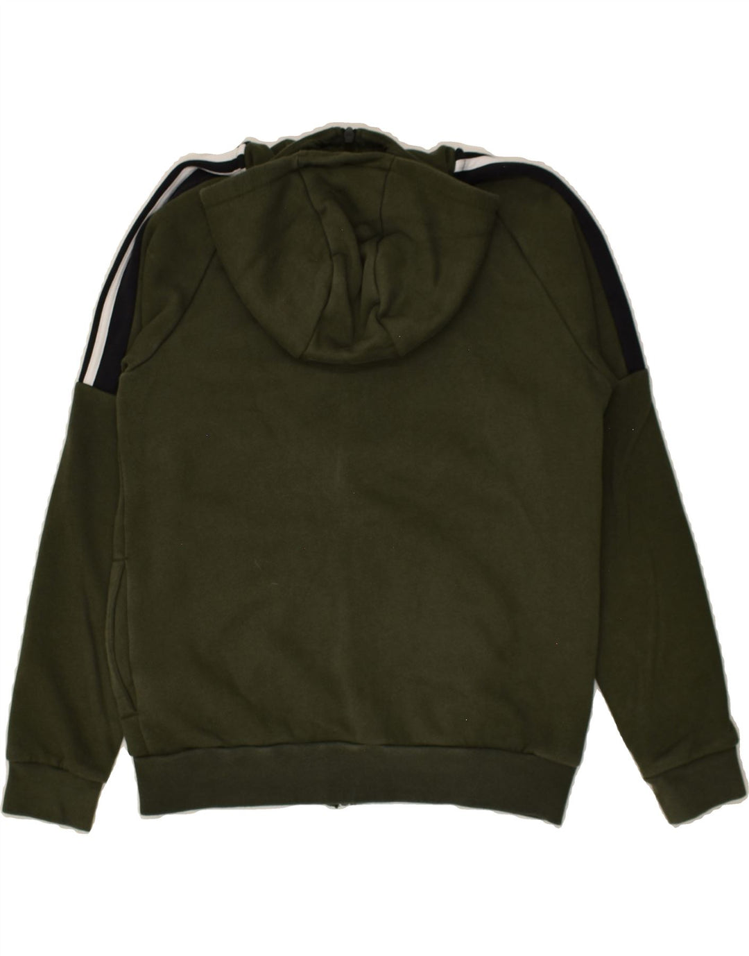 ADIDAS Boys Zip Hoodie Sweater 9-10 Years Khaki Cotton | Vintage Adidas | Thrift | Second-Hand Adidas | Used Clothing | Messina Hembry 