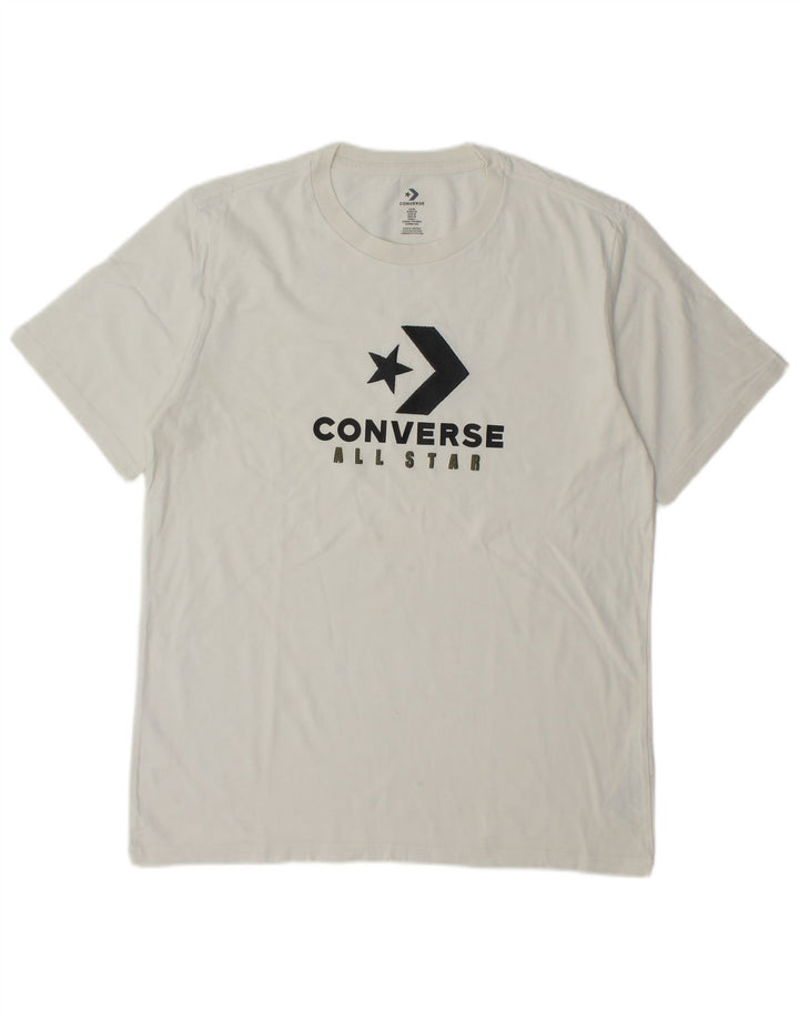 Camiseta masculina CONVERSE gráfica top médio off white algodão
