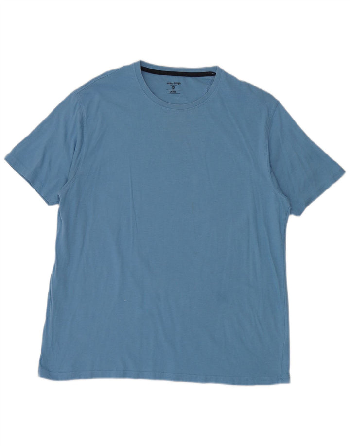Camiseta masculina James Pringle Top grande algodão azul