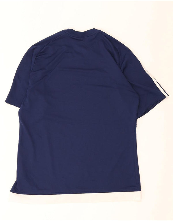 Adidas Masculino Climalite Camiseta Top Médio Azul Marinho Colorblock Poliéster