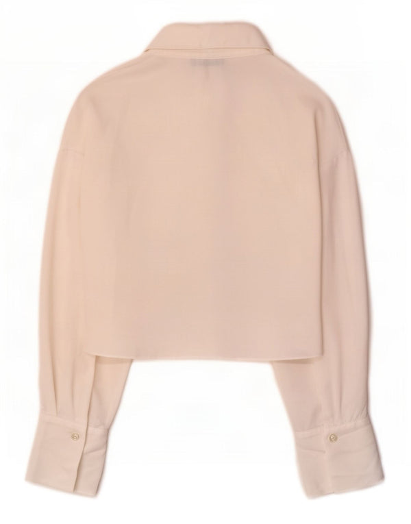 Blusa feminina Zara Crop Shirt UK 6 XS Branco