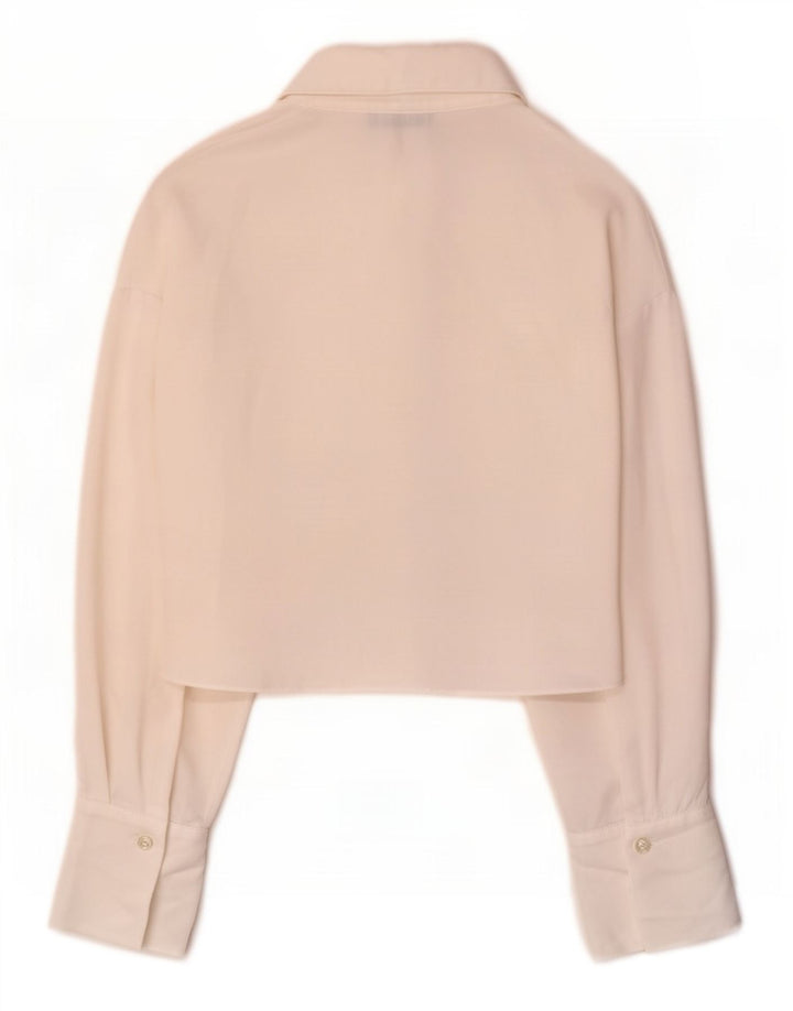 Blusa feminina Zara Crop Shirt UK 6 XS Branco