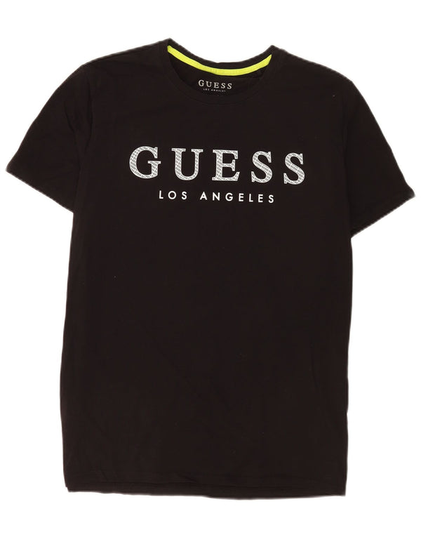 Camiseta masculina Guess Slim Fit com estampa gráfica UK 40 algodão preto médio