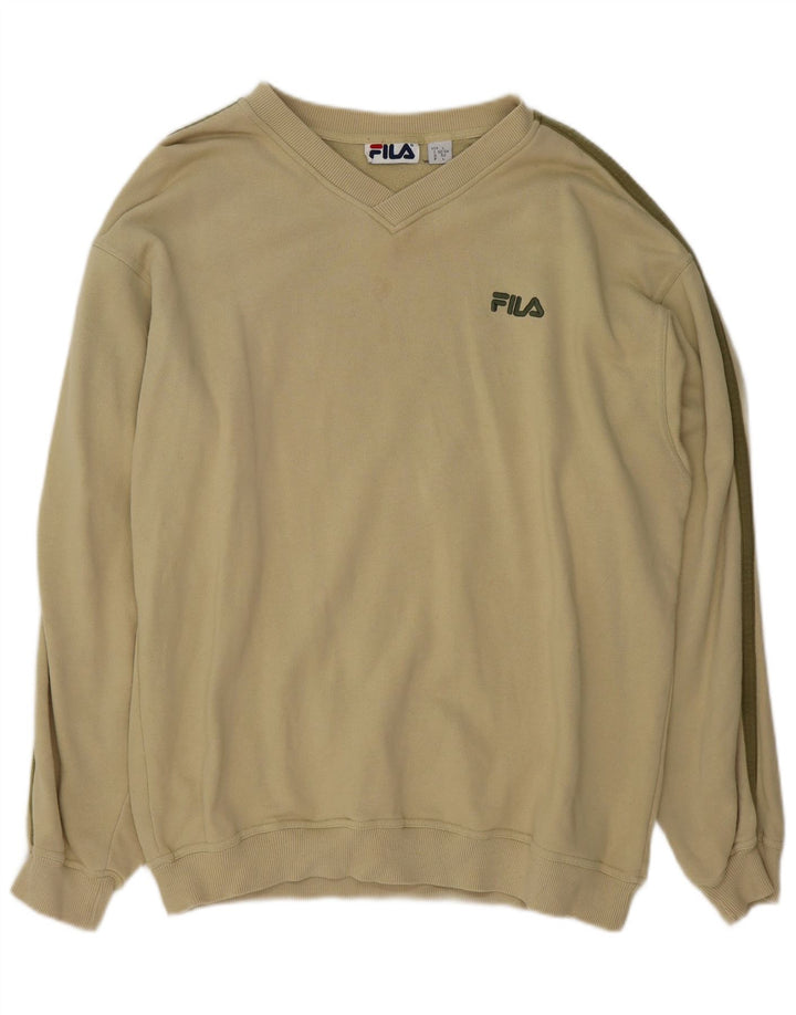 FILA Moletom Masculino Jumper Grande Algodão Bege