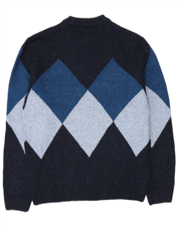 Suéter masculino C&A com gola redonda pequeno azul marinho Argyle/Diamante