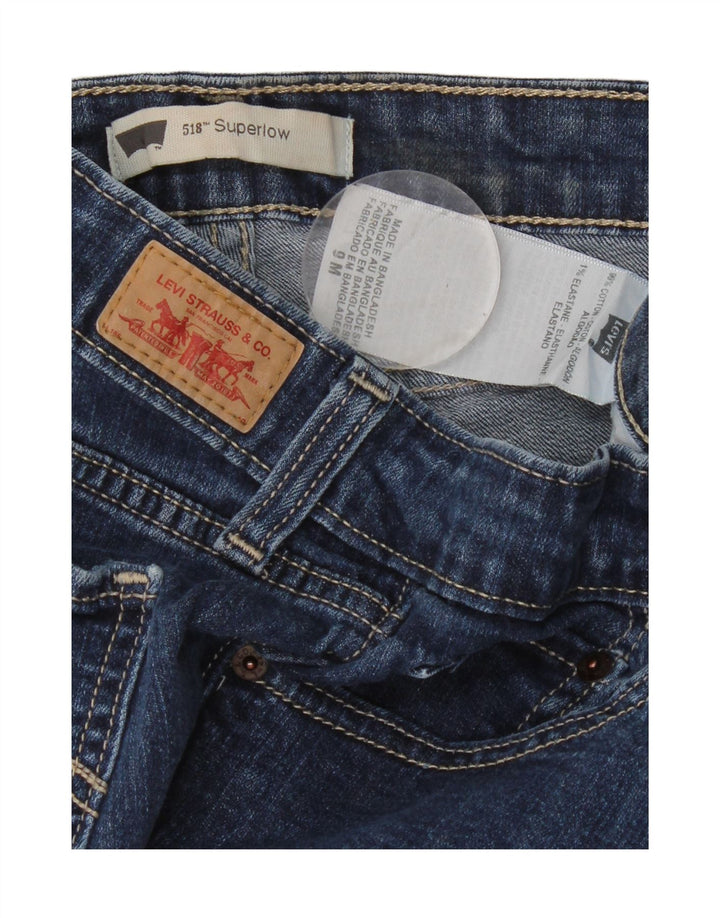 Calça jeans feminina Levi's 518 Super Low Bootcut US 9 Médio W30 L31 Azul Algodão