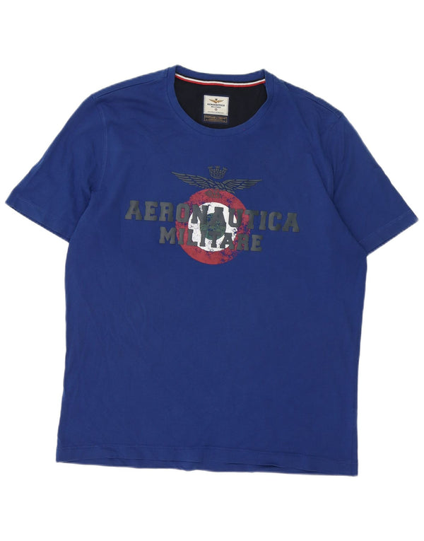 Camiseta gráfica masculina Aeronautica Militare Top 2XL Azul