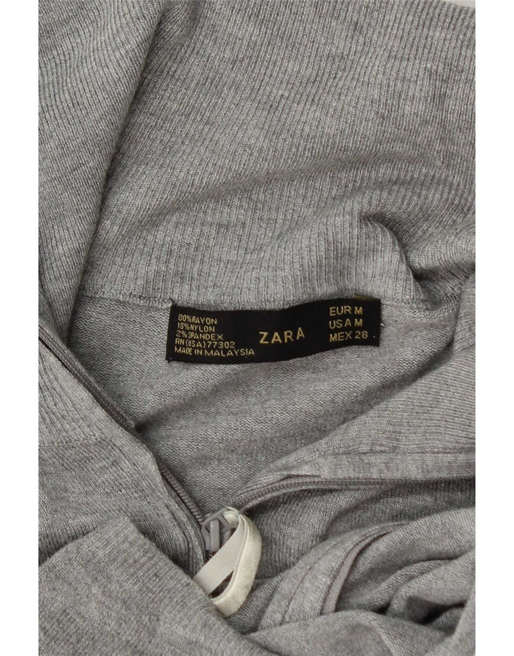 Suéter cardigã feminino Zara Reino Unido 12 rayon cinza médio