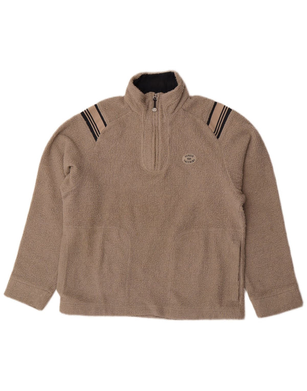Sergio Tacchini Suéter masculino de lã com zíper e gola média listrado cinza médio