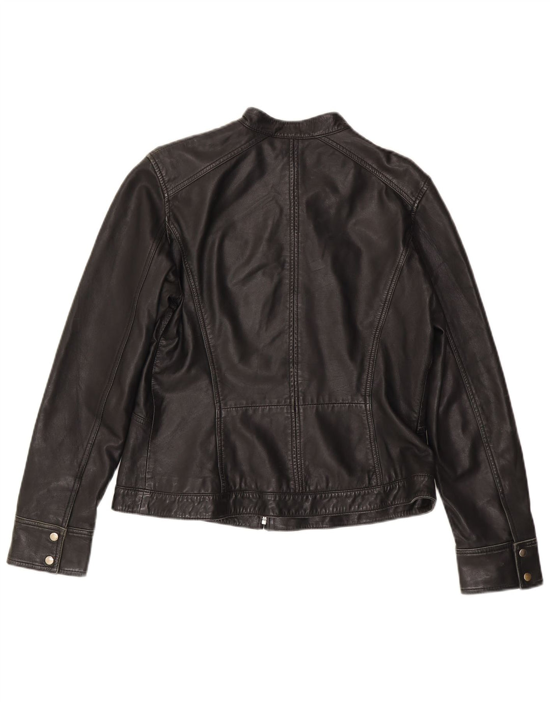 Jaqueta de couro feminina MONSOON Reino Unido 14 grande couro preto