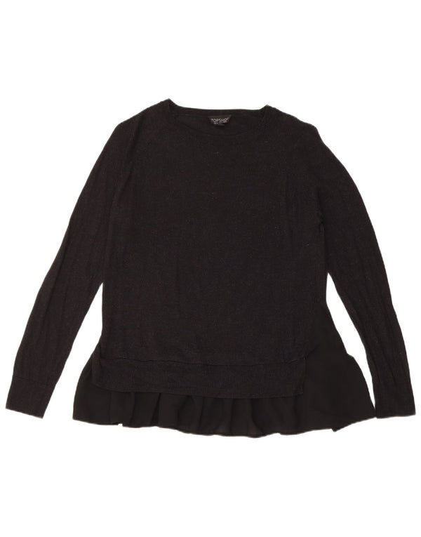 Suéter feminino Topshop com gola canoa UK 6 XS poliéster preto