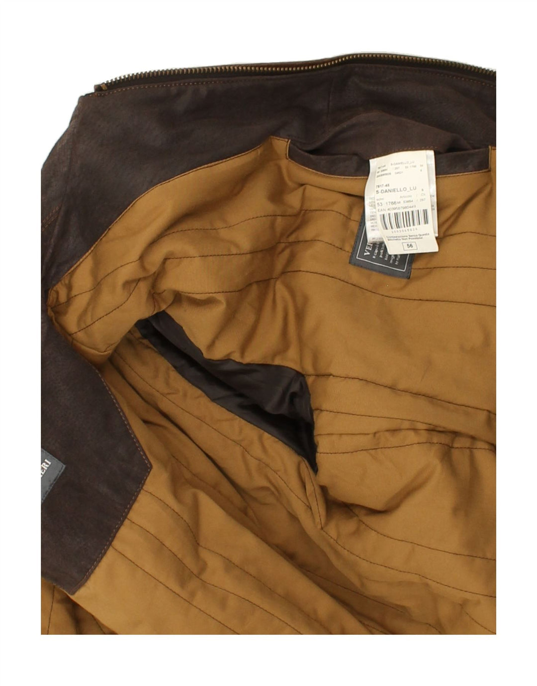 Jaqueta de couro masculina LUCA D'ALTIERI Reino Unido 56 3XL couro marrom