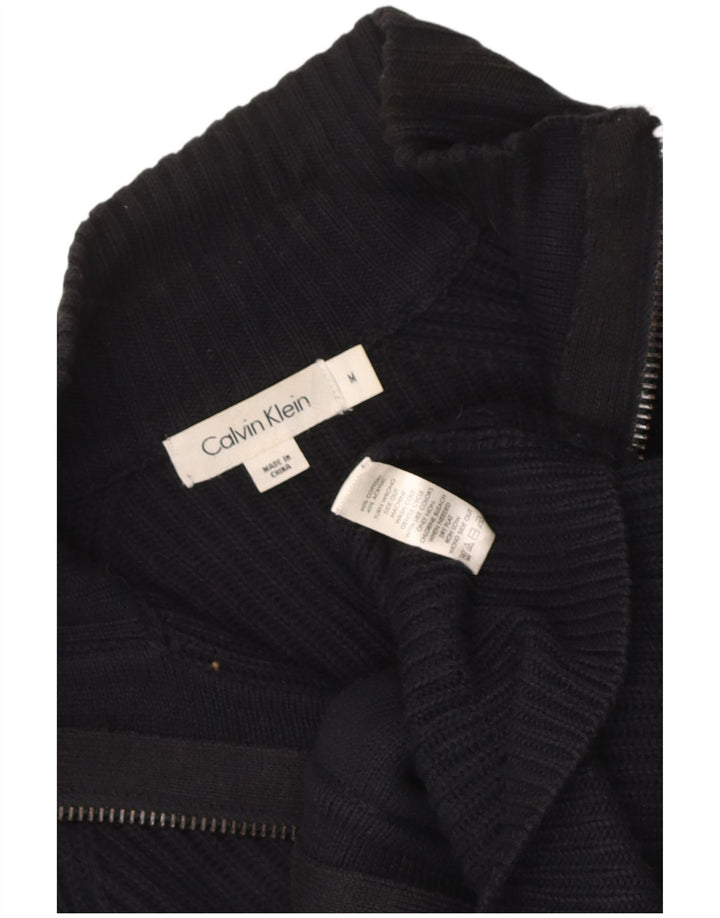 Suéter masculino Calvin Klein com zíper completo e algodão azul marinho médio