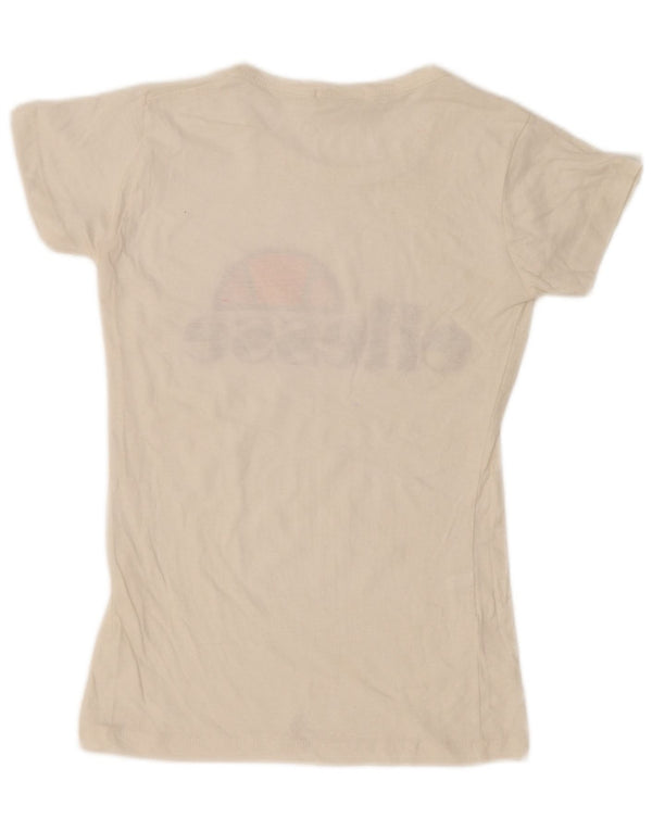 Ellesse Camiseta feminina gráfica Top UK 12 Médio Off White
