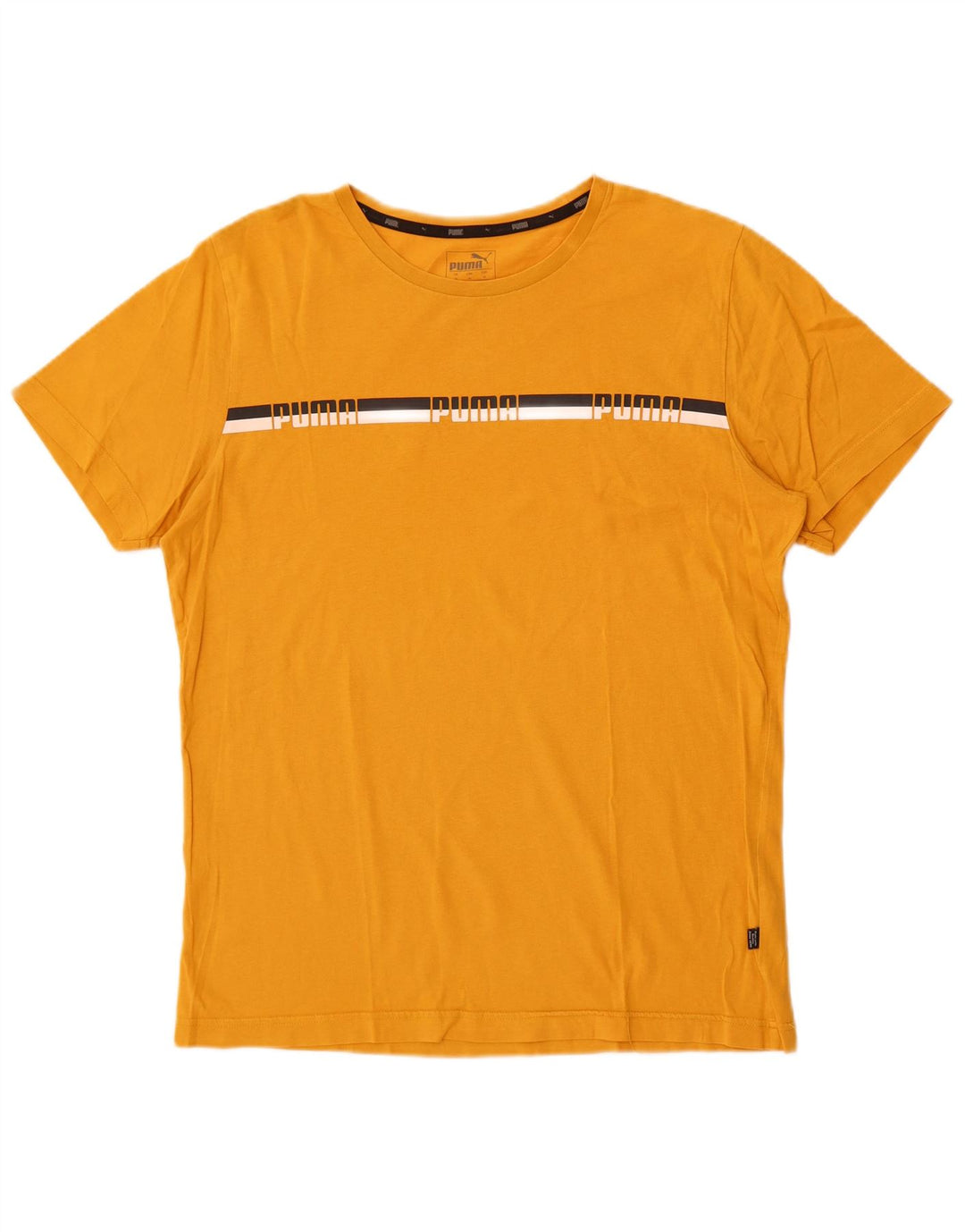 Puma Mens Graphic T-Shirt Top Médio Algodão Amarelo