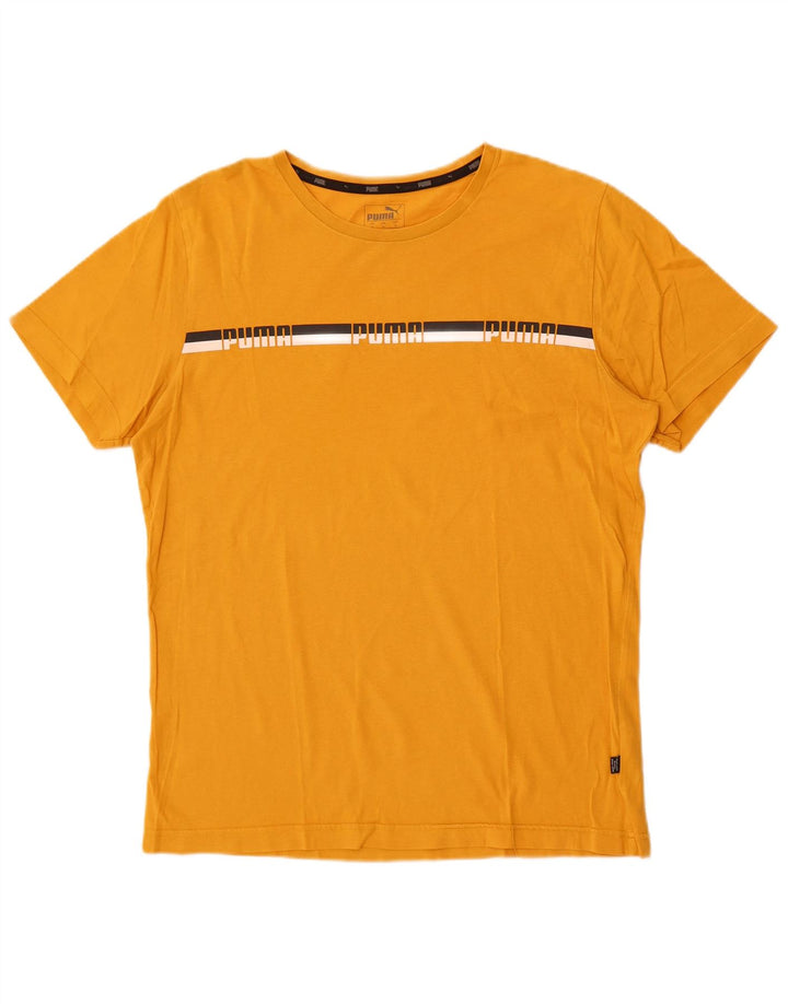 Puma Mens Graphic T-Shirt Top Médio Algodão Amarelo