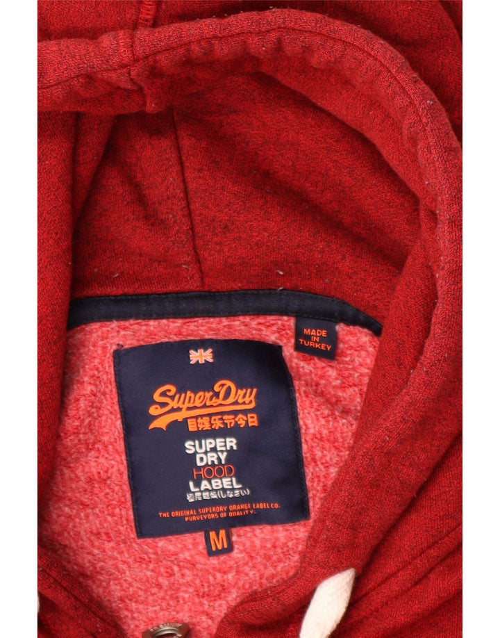 Suéter masculino Superdry com capuz e zíper gráfico médio algodão vermelho