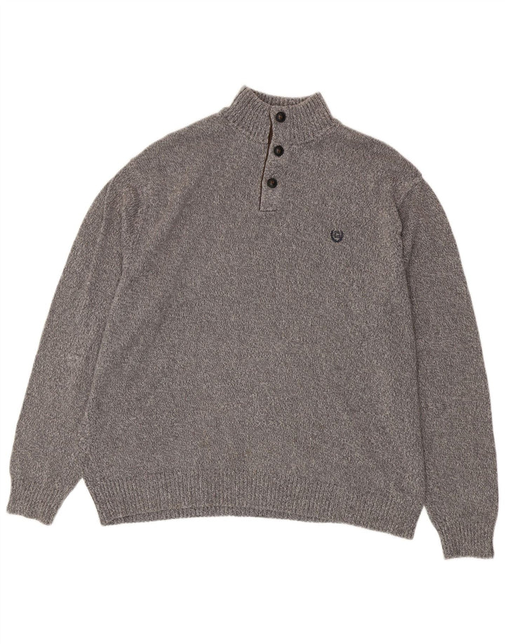 Suéter masculino CHAPS com decote em botão 2XL algodão cinza