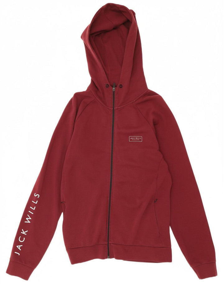 JACK WILLS Suéter masculino com capuz e zíper gráfico médio Borgonha