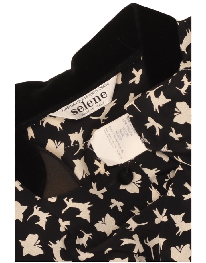 Blusa feminina SELENE com estampa abstrata Reino Unido 18 XL borboleta preta