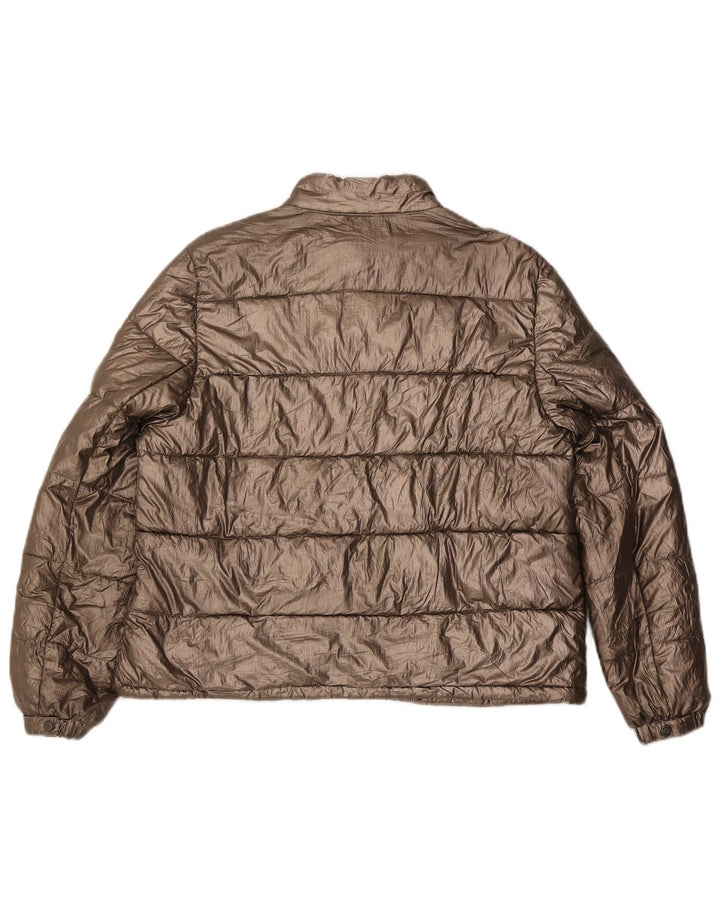 Jaqueta acolchoada feminina Massimo Dutti UK 14 poliéster dourado médio