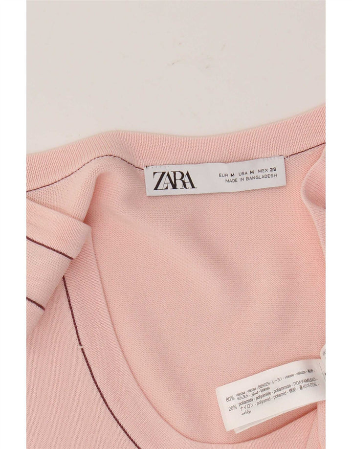 Colete feminino Zara UK 12 viscose rosa médio