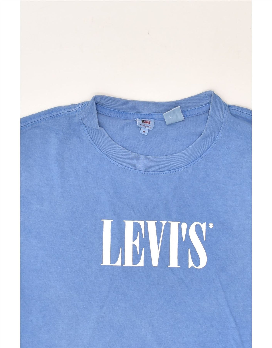LEVI'S Womens Crop Graphic T-Shirt Top UK 6 XS Blue Cotton | Vintage Levi's | Thrift | Second-Hand Levi's | Used Clothing | Messina Hembry 