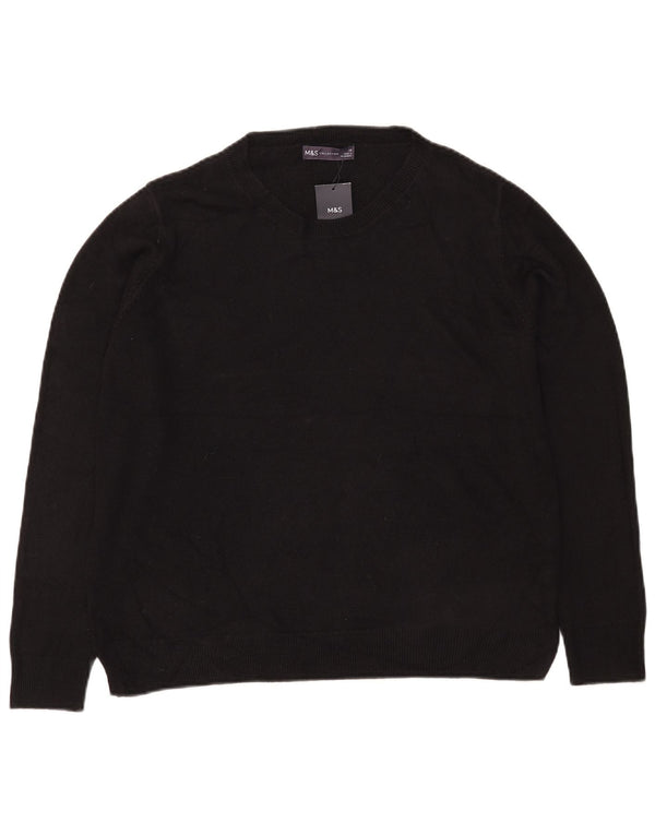 Suéter feminino Marks & Spencer com gola canoa Reino Unido 18 XL preto acrílico