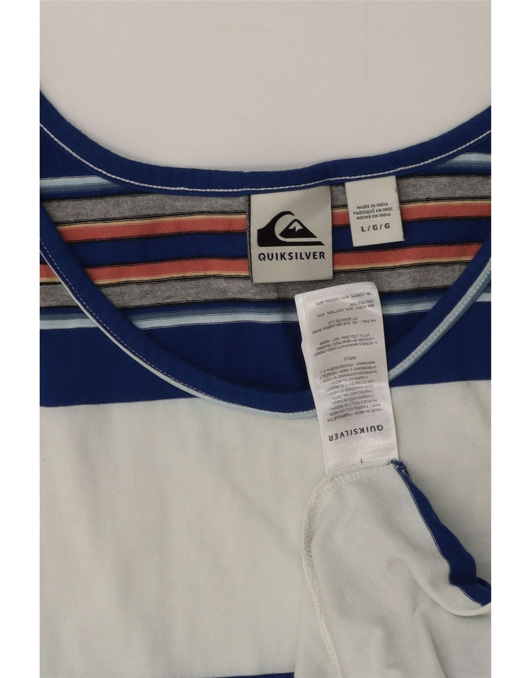 Colete masculino Quiksilver Top grande de algodão colorido branco